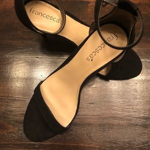 Black Ankle Strap Suede Shoes Size 6/36